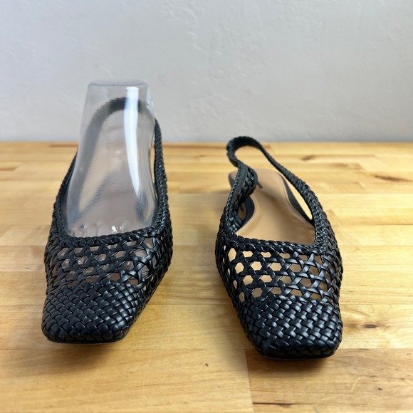 Madewell Ophelia Slingback Black Woven Square Toe Kitten Heel Size 7.5 - Picture 4 of 10